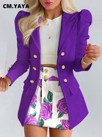 Chic Two-Piece Set | Blazer and Skirt | Elegant Office Wear-Purple-S-State of Style