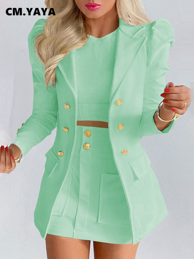 Chic Two-Piece Set | Blazer and Skirt | Elegant Office Wear-Purple-S-State of Style