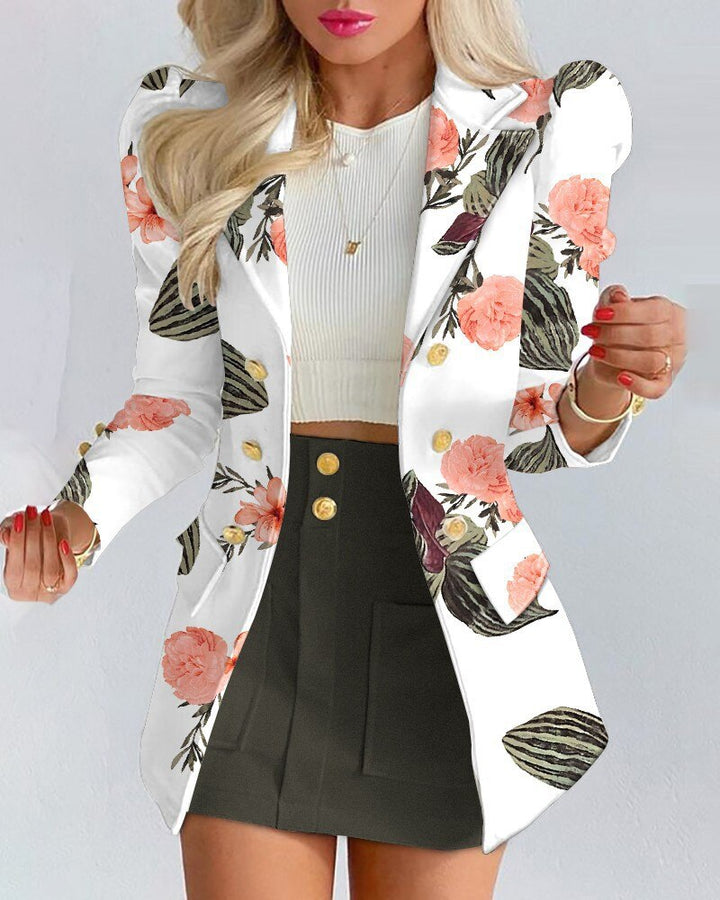 Chic Two-Piece Set | Blazer and Skirt | Elegant Office Wear-White/Black-S-State of Style