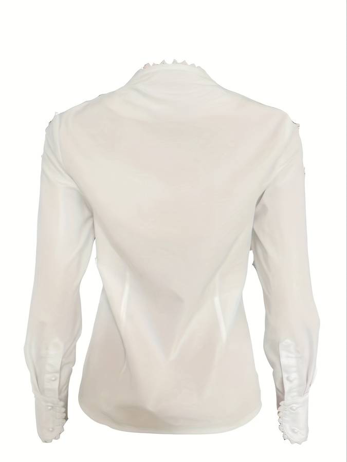 Chic White Women's Blouse with Gold Buttons – Isalie-S-State of Style