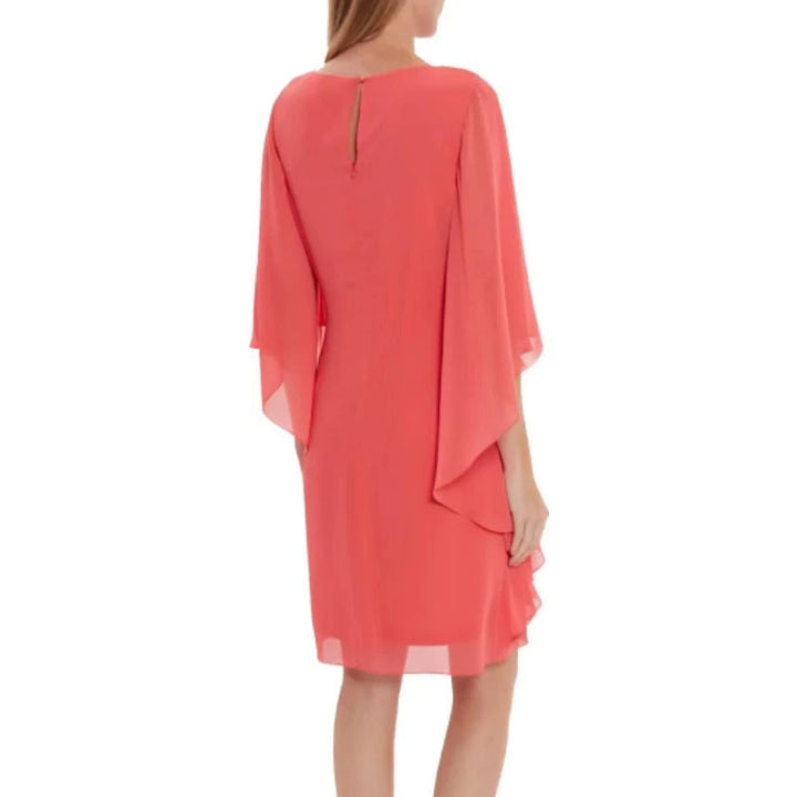 Chiffon Midi Dress with Batwing Sleeves in Plus Sizes-Red-3XL-State of Style