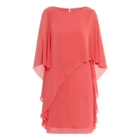 Chiffon Midi Dress with Batwing Sleeves in Plus Sizes-Red-3XL-State of Style