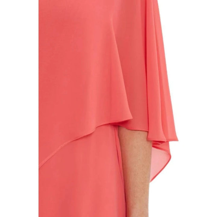 Chiffon Midi Dress with Batwing Sleeves in Plus Sizes-Red-3XL-State of Style