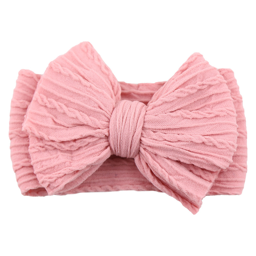 Children's Nylon Headband with Bow-Pink-2-State of Style