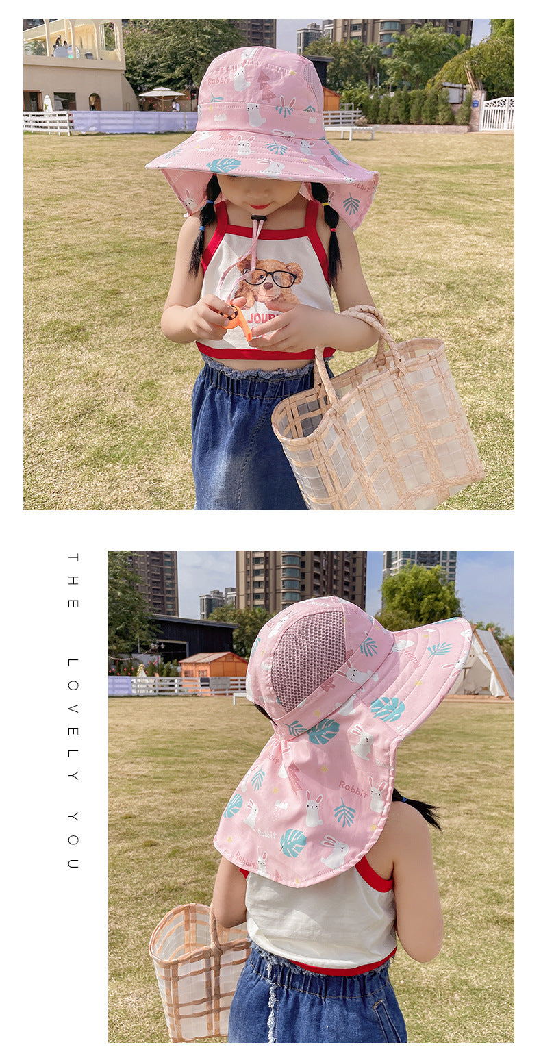 CHILDREN'S SUN HAT WITH UPF 50+ - WIDE BRIM AND ADJUSTABLE CHIN STRAP-Pink-State of Style