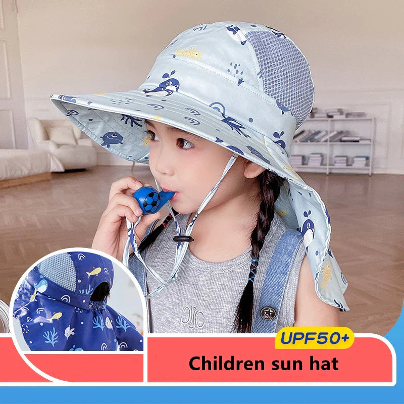 CHILDREN'S SUN HAT WITH UPF 50+ - WIDE BRIM AND ADJUSTABLE CHIN STRAP-Pink-State of Style