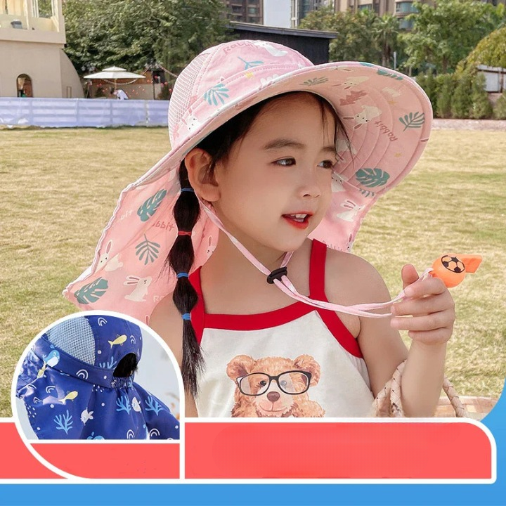 CHILDREN'S SUN HAT WITH UPF 50+ - WIDE BRIM AND ADJUSTABLE CHIN STRAP-Pink-State of Style