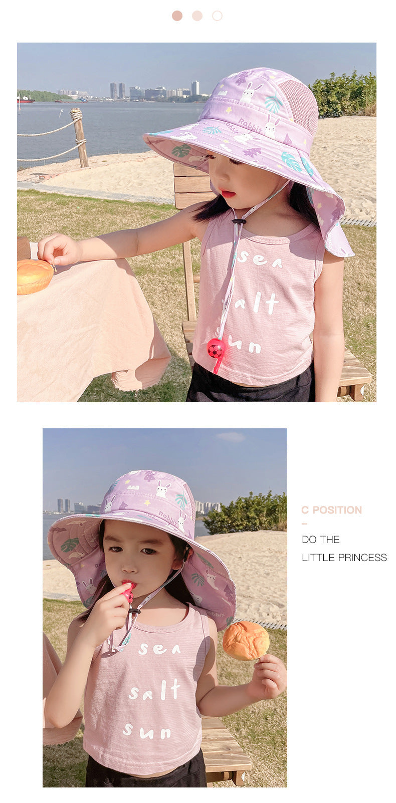 CHILDREN'S SUN HAT WITH UPF 50+ - WIDE BRIM AND ADJUSTABLE CHIN STRAP-Pink-State of Style