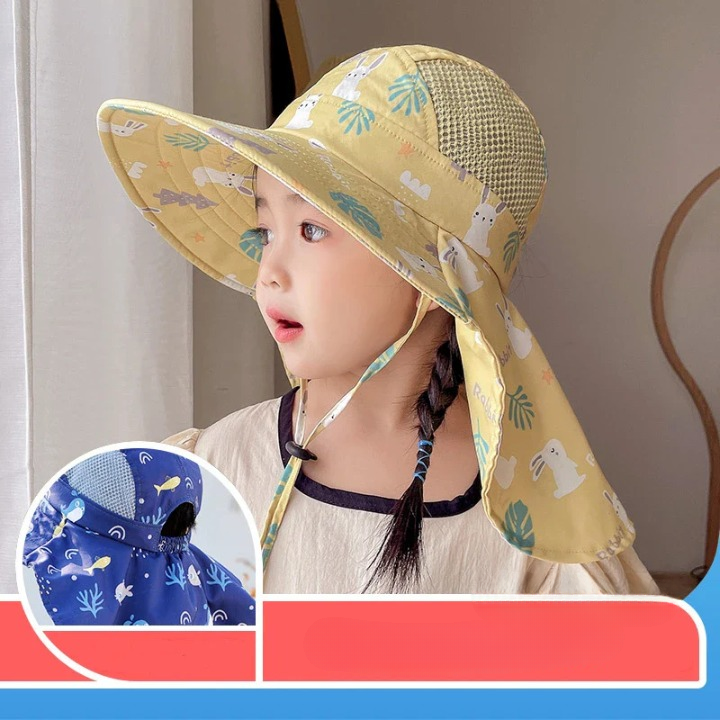 CHILDREN'S SUN HAT WITH UPF 50+ - WIDE BRIM AND ADJUSTABLE CHIN STRAP-Yellow-State of Style