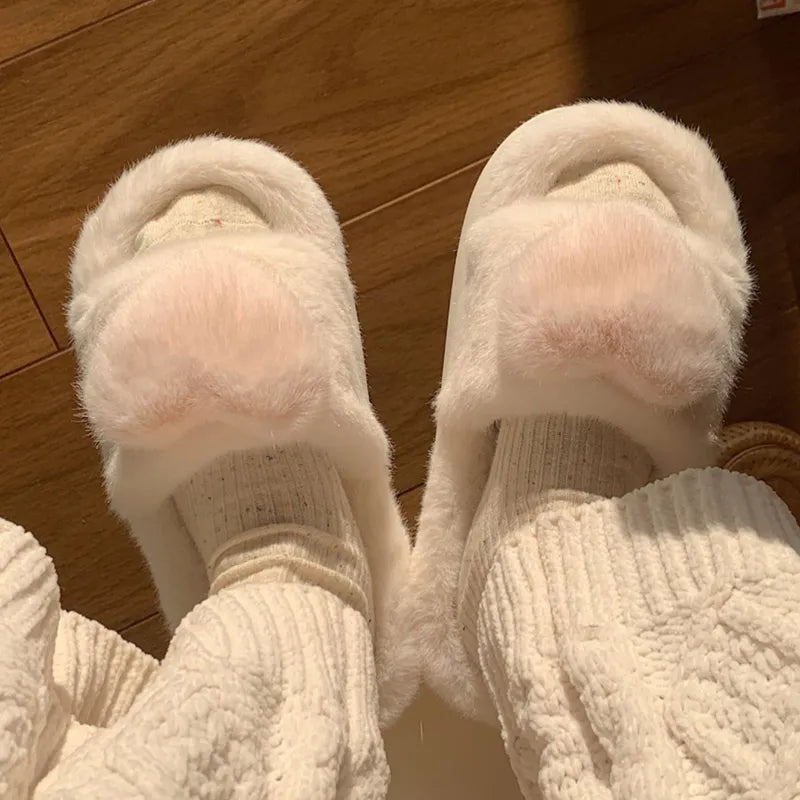 Chloe Heart Slippers | Fluffy and Warm-Black-5.0-6.0-State of Style