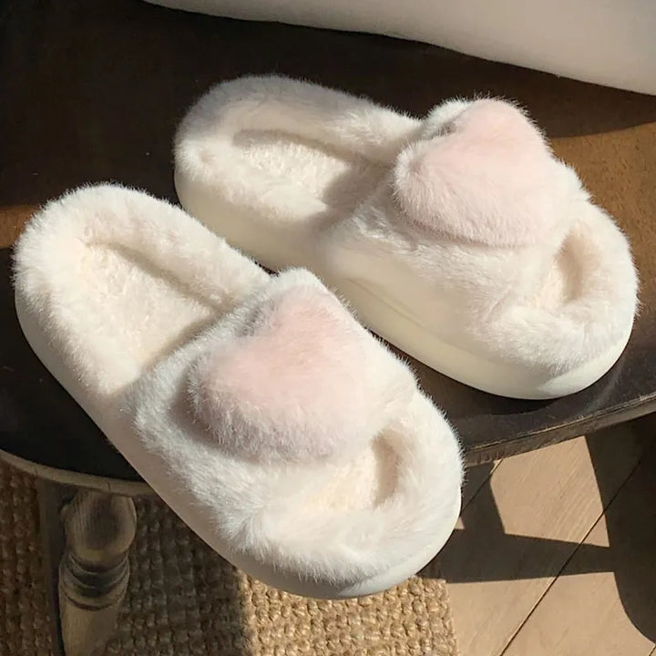 Chloe Heart Slippers | Fluffy and Warm-Black-5.0-6.0-State of Style
