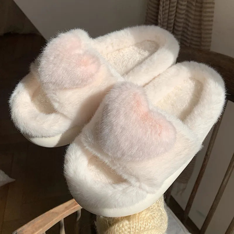 Chloe Heart Slippers | Fluffy and Warm-Black-5.0-6.0-State of Style