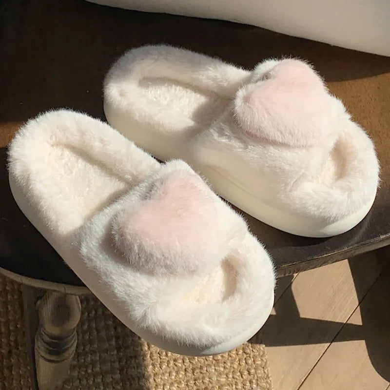 Chloe Heart Slippers | Fluffy and Warm-White-5.0-6.0-State of Style