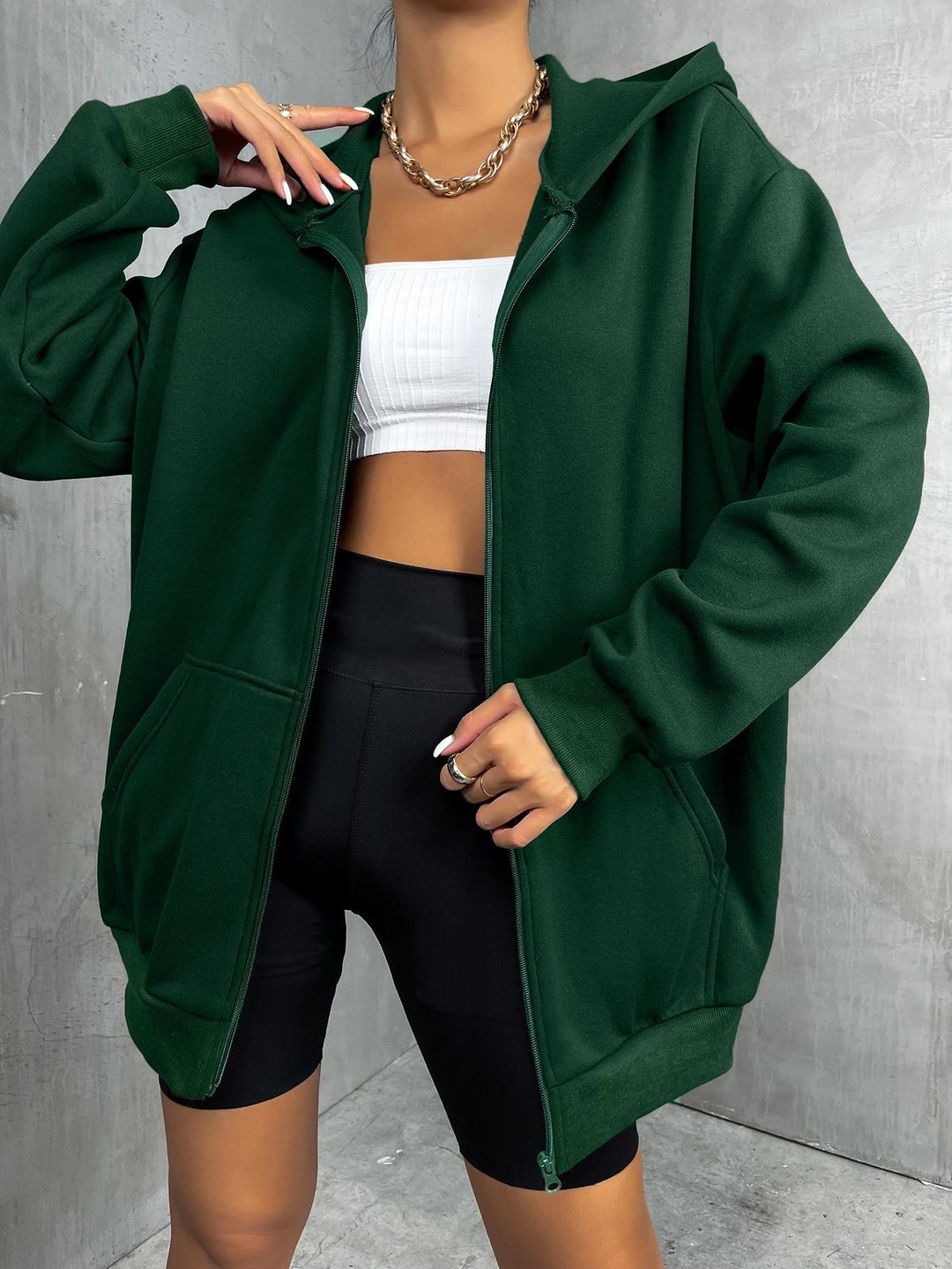 ChristinasVest I Women's zip-up hooded vest-Green-XS-State of Style