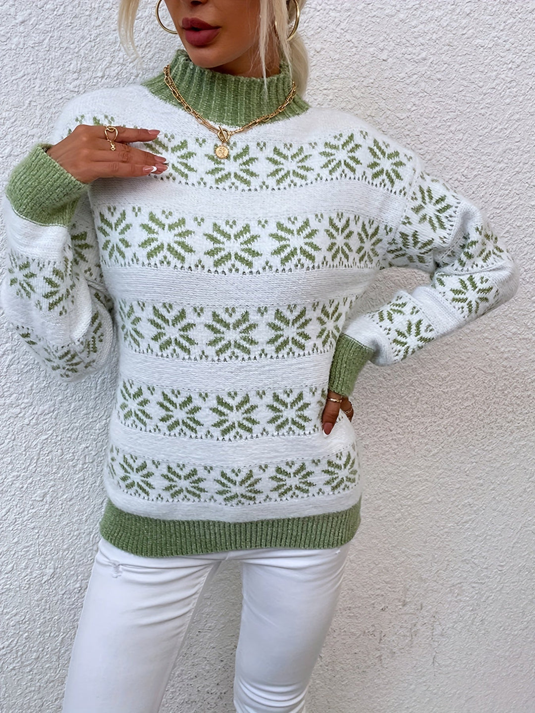Christmas Pattern Sweater - Holly-Green-S-State of Style