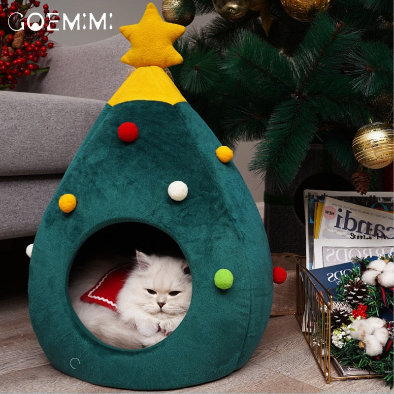 Christmas Tree Cat Bed - FestivePurr-M-State of Style