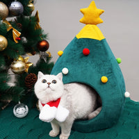 Christmas Tree Cat Bed - FestivePurr-M-State of Style