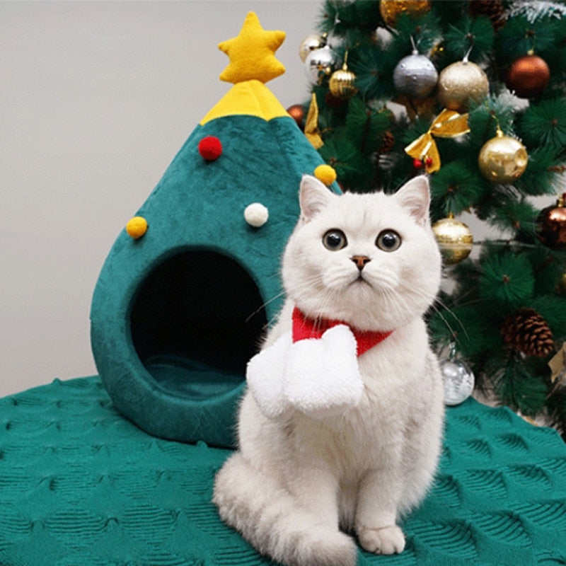 Christmas Tree Cat Bed - FestivePurr-M-State of Style