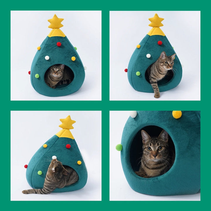 Christmas Tree Cat Bed - FestivePurr-M-State of Style