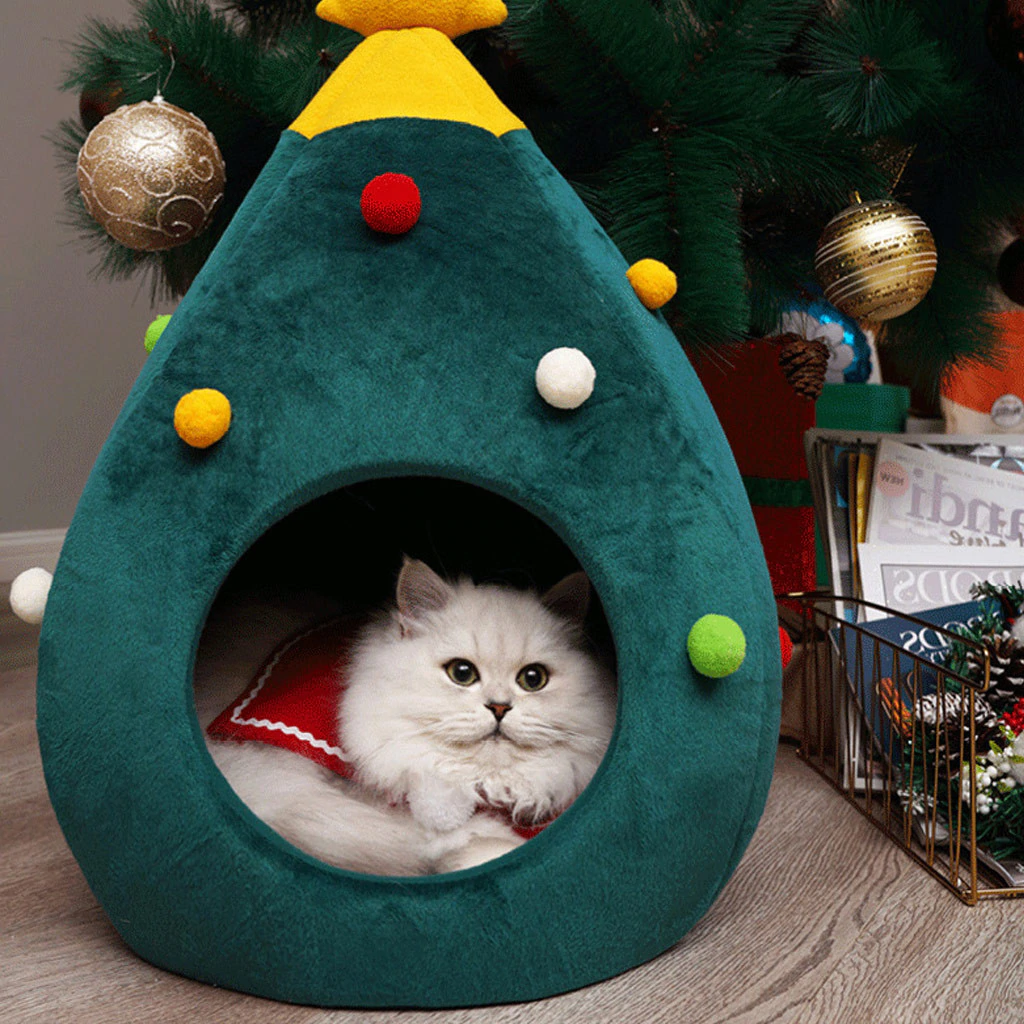 Christmas Tree Cat Bed - FestivePurr-M-State of Style