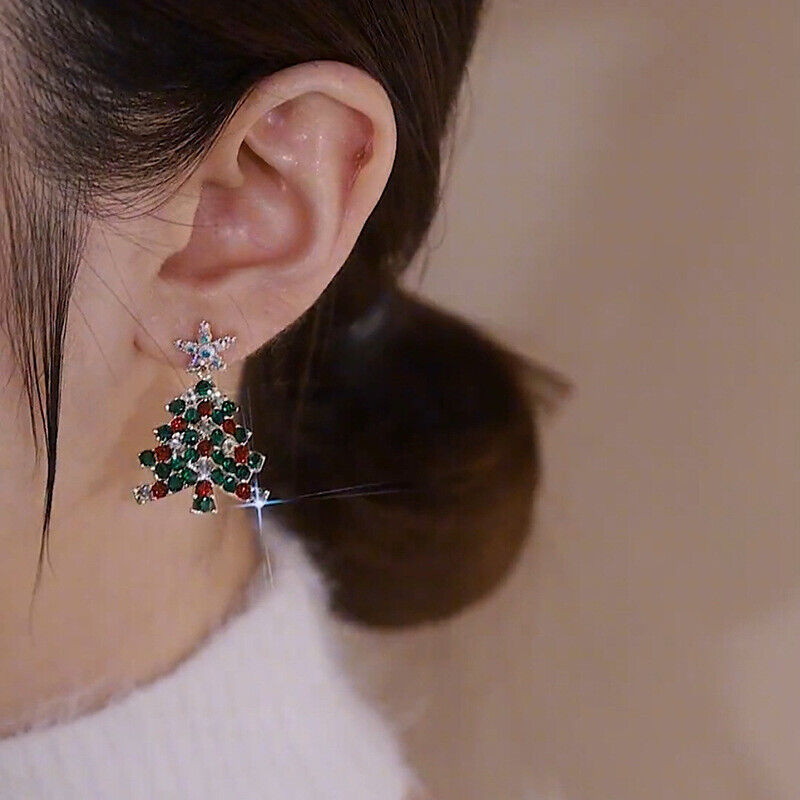 Christmas Tree Dangle Earrings | Women's Jewellery-CLEAR-State of Style
