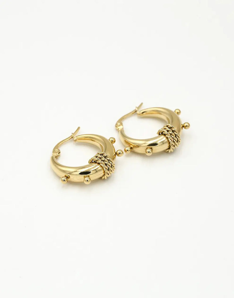 Chunky Bali-Style Earrings-Gold-State of Style
