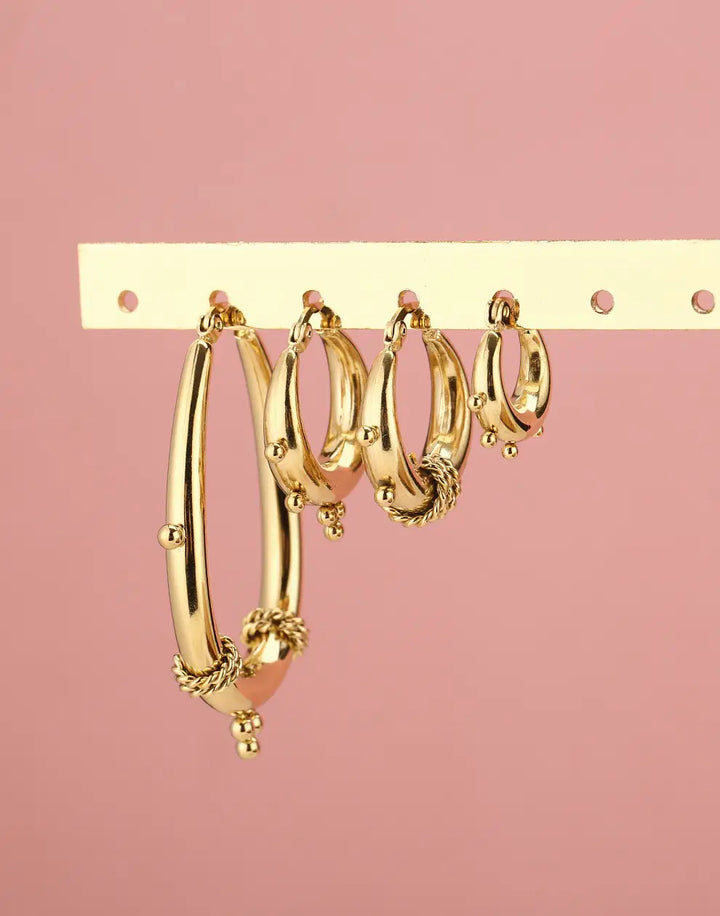 Chunky Bali-Style Earrings-Gold-State of Style