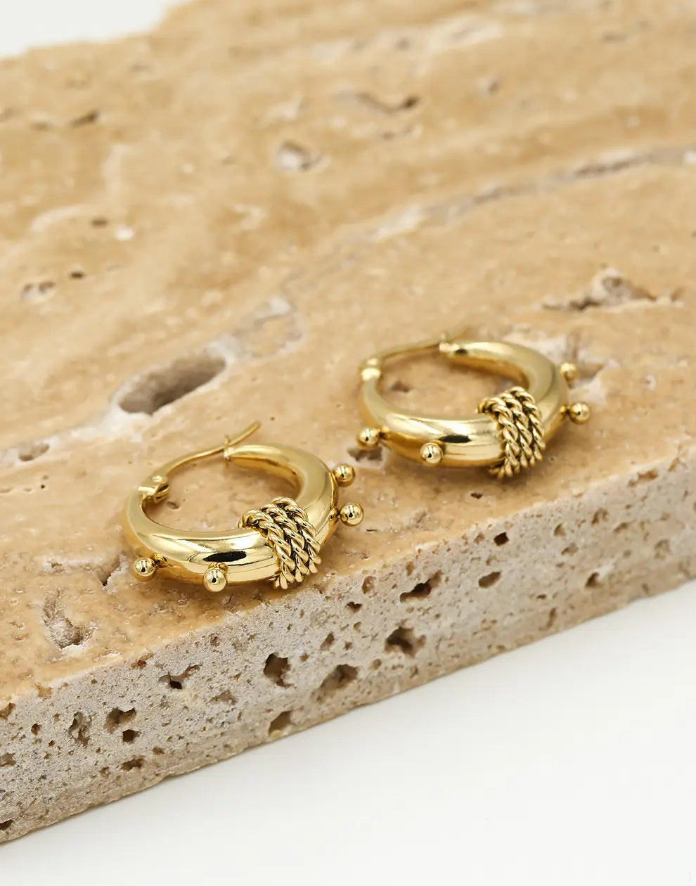 Chunky Bali-Style Earrings-Gold-State of Style