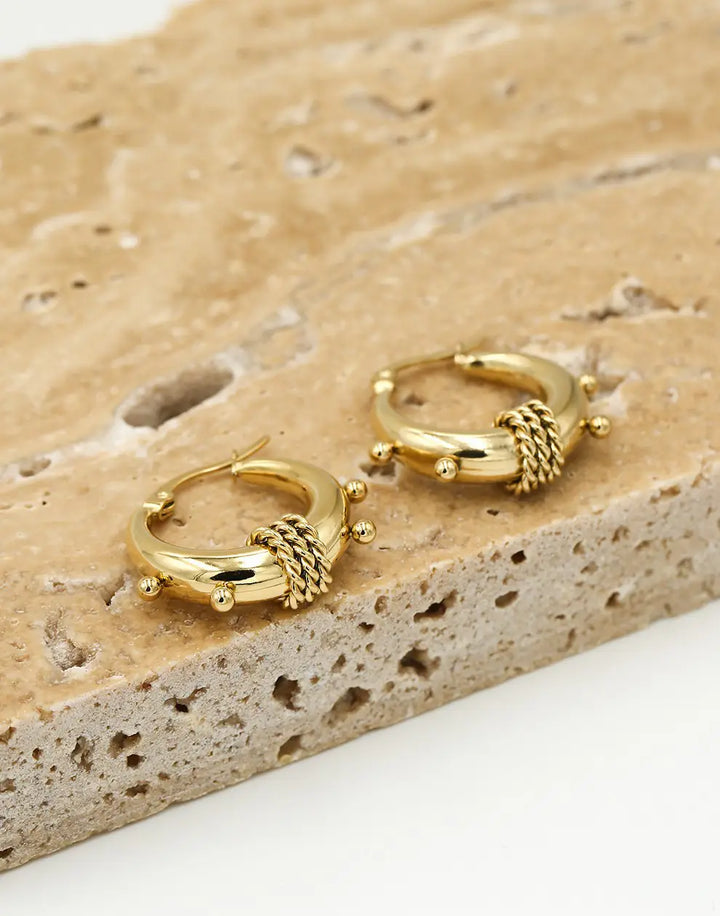 Chunky Bali-Style Earrings-Gold-State of Style