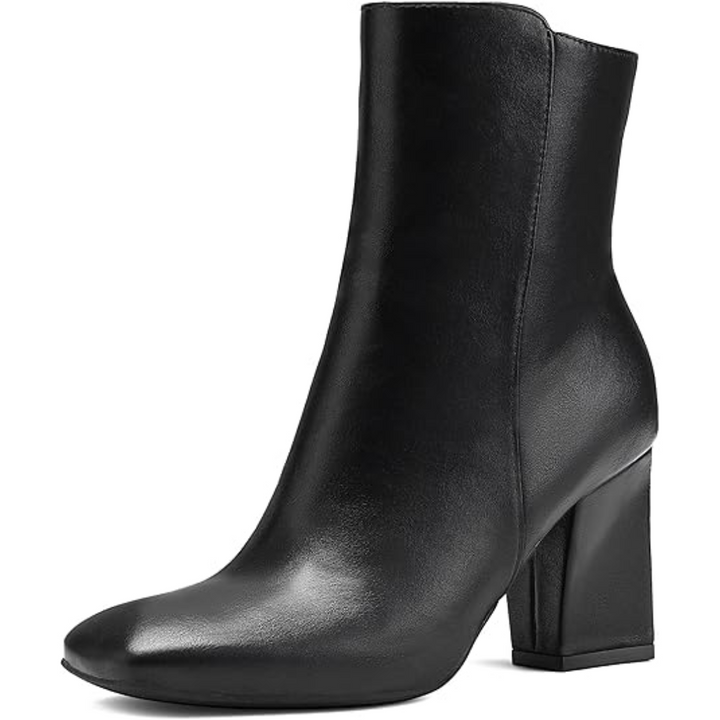 Chunky Block Heel Ankle Boots - Jamie-Black PU-3-State of Style
