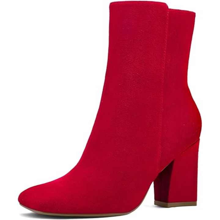Chunky Block Heel Ankle Boots - Jamie-Red-3-State of Style