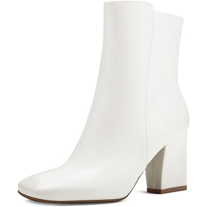 Chunky Block Heel Ankle Boots - Jamie-White PU-3-State of Style