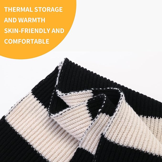 Chunky Knitted Striped Men's Scarf - Chris-Black/Grey-State of Style