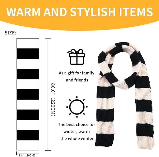 Chunky Knitted Striped Scarf for Men - Chris-Black/Grey-State of Style