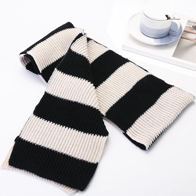 Chunky Knitted Striped Scarf for Men - Chris-Black/Grey-State of Style