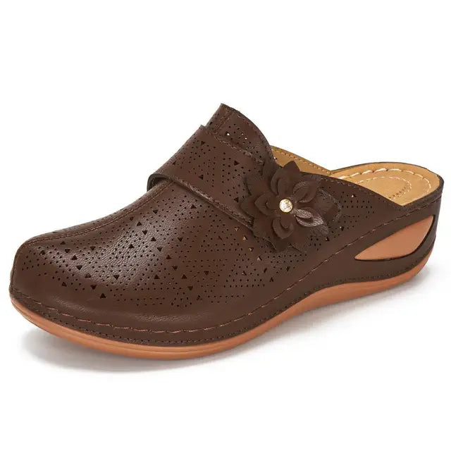 Clara - Orthopedische Cognac Klompen-Donkerbruin-35-State of Style