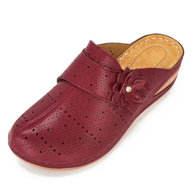 Clara - Orthopedische Cognac Klompen-Wijn rood-35-State of Style