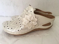 Clara - Orthopedische Cognac Klompen-Wit-35-State of Style