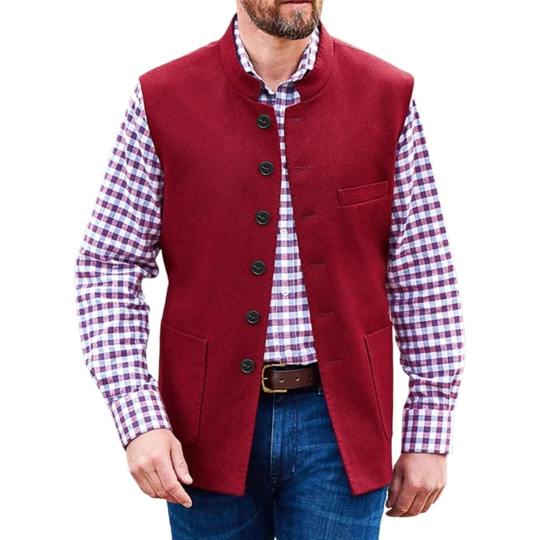 Clark Traditional Vest – Classic Polyester Waistcoat with Modern Appeal-Red-XS-State of Style
