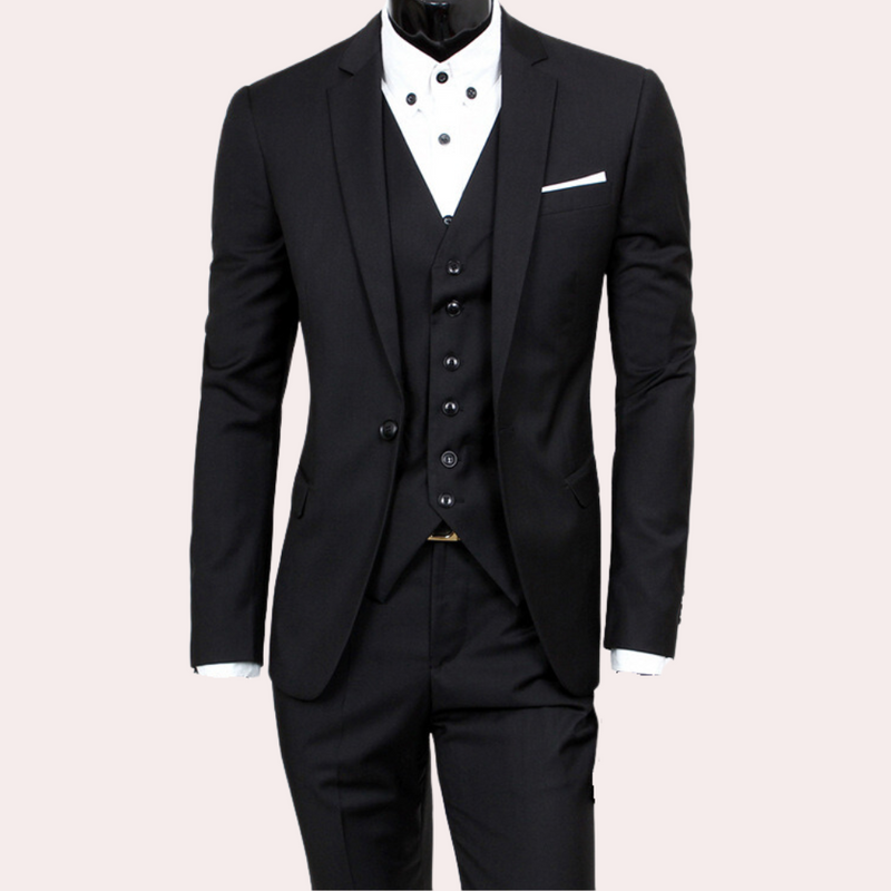 Classic 3-Piece Men's Suit - Theo-Black-S-State of Style