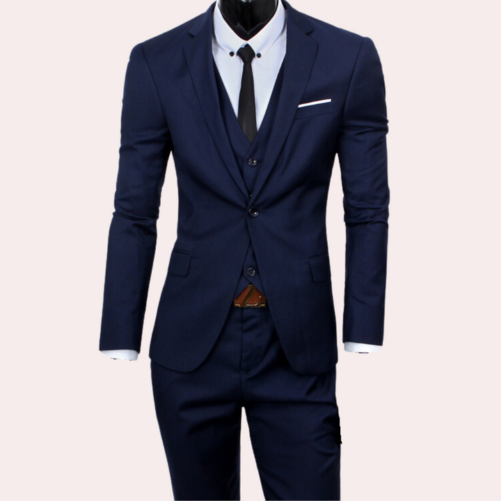 Classic 3-Piece Men's Suit - Theo-Dark blue-S-State of Style