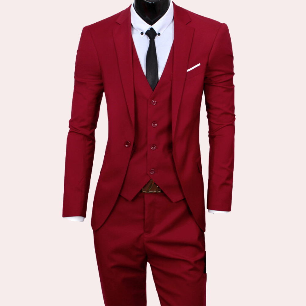 Classic 3-Piece Men's Suit - Theo-Red-S-State of Style