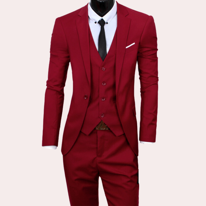 Classic 3-Piece Men's Suit - Theo-Red-S-State of Style