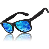 Classic 80's Retro Polarised Sunglasses - Jamie-Matte black frame | Ice blue mirror lenses-State of Style