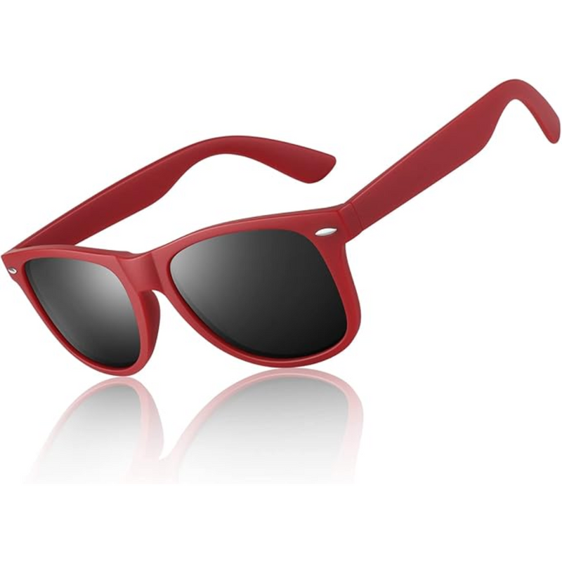Classic 80's Retro Polarised Sunglasses - Jamie-Matte red frame | Smoke-coloured lens-State of Style