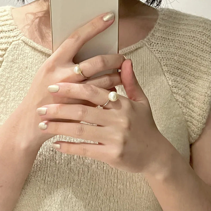 Classic Adjustable Pearl Ring - Sofia-White-State of Style