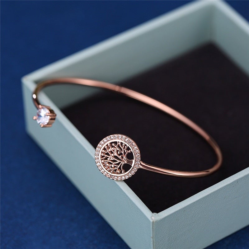 Classic Adjustable Tree of Life Bracelet - Gaia-Rosé Gold-State of Style