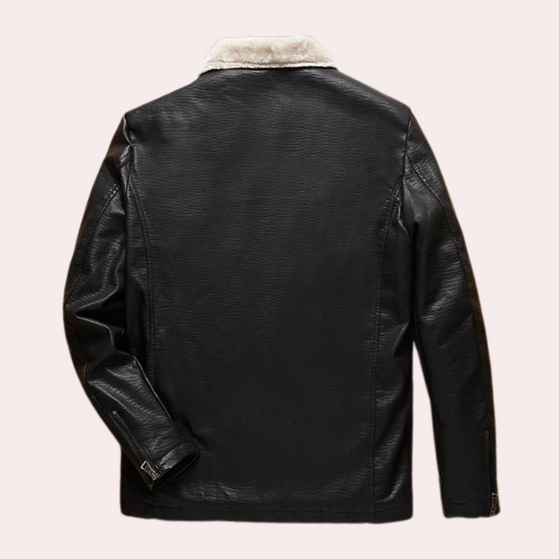 Classic Black Leather Men's Jacket with Timeless Design - Luca-S-State of Style