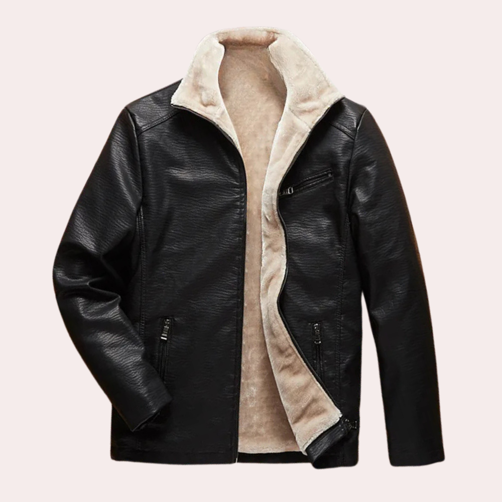 Classic Black Leather Men's Jacket with Timeless Design - Luca-S-State of Style