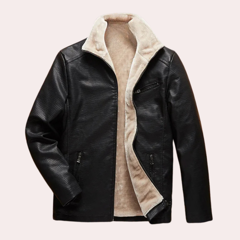 Classic Black Leather Men's Jacket with Timeless Design - Luca-S-State of Style